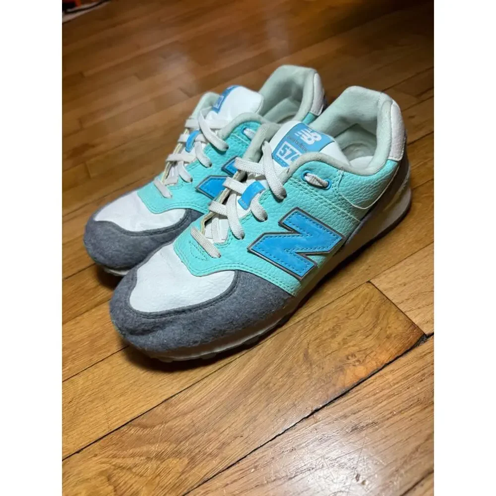New Balance 574 V1 Deep Freeze Lace Up Sneakers Artic‎ Blue/Grey Youth 7